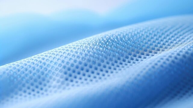 Textured Textile in Blue Hues: An artistic macro shot unveils a mesmerizing pattern of a breathable blue fabric, a symphony of light and shadow, inviting a sensory exploration of texture.