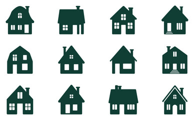 Fototapeta premium Cozy House Icon Set — Homes, Shelter, Architecture, Real Estate, Residential, Building, House Logo, Home Symbol, Structural Design, Property, Housing, Architecture Illustration, Residential Icon