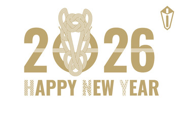 おしゃれシンプルな2026年午年年賀状