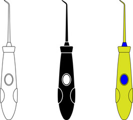 outline silhouette oral irrigator icon set