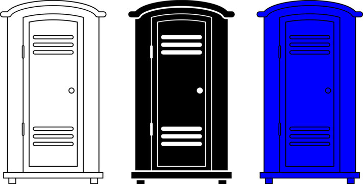 outline silhouette Portable toilet icon set