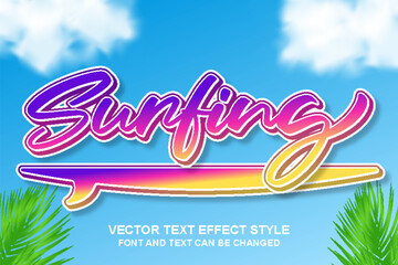 surfing tropical beach paradise editable text effect font style template typography lettering