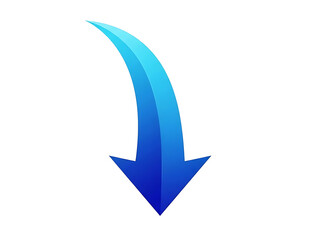Blue gradient arrow pointing downwards isolated on white background