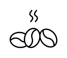 Roasted coffee beans icon, vector flat black outline illustration