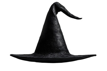 Black halloween witch hat isolated on white background with clipping path
