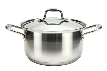 Stainless steel cooking pot isolated on white background clipping path full depth of field
