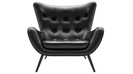 black leather armchair isolated on white
