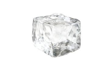 One crystal clear ice cube isolated on white