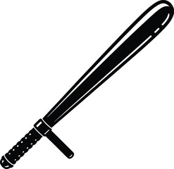 A black baseball bat illustration on transparent background silhouette