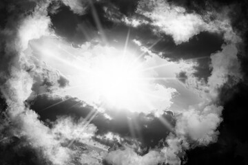 Sky with clouds. Black and white toning