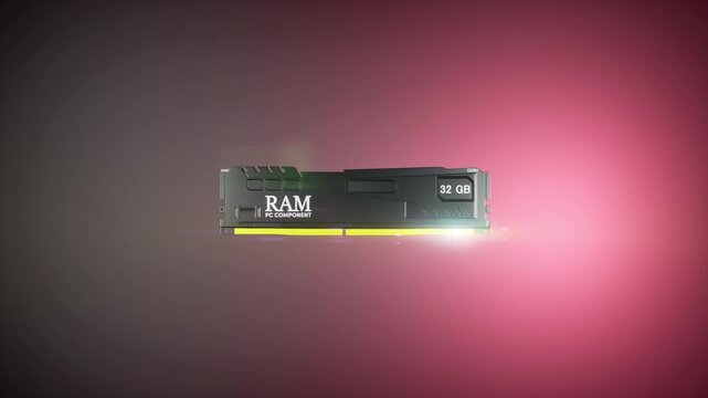 3d render animation of memory ram from computer technology