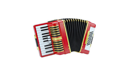 Red Accordion Isolated on White Background
