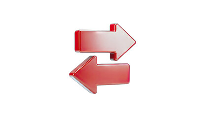 Red Arrows Pointing in Opposite Directions on White Background