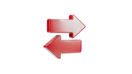 Red Arrows Pointing in Opposite Directions on White Background