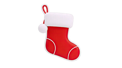 Red Christmas Stocking Isolated on White Background