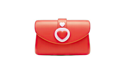 Red Clutch with Heart Embellishments on White Background