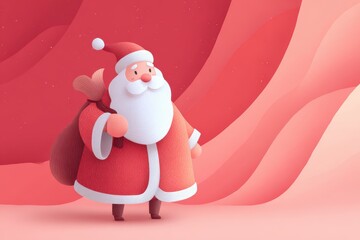 Cheerful Santa Claus illustration with festive colors and whimsical background for holiday themes