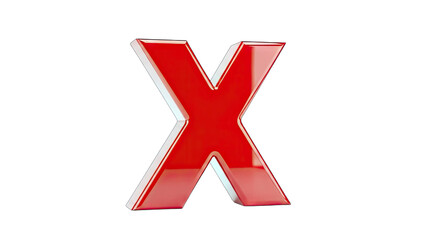 Red Glossy X Symbol Isolated on White Background