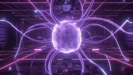 Futuristic Digital Energy Core Glowing Inside Cyberpunk Tech Environment. - Powered by Adobe