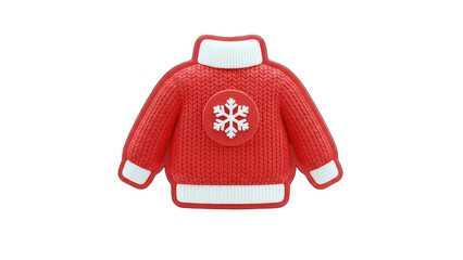 Red Christmas Sweater with Snowflake on White Background
