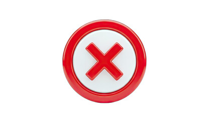 Red Cross Mark Icon on White Background