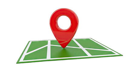 Red Location Pin on Green Map - Navigation Concept
