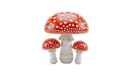 Red Mushrooms on White Background