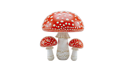 Red Mushrooms on White Background