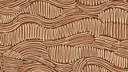 Fototapeta premium Abstract Wavy Lines and Dashes Pattern in Brown and Beige Shades Seamlessly