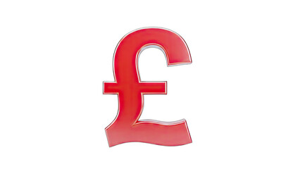 Red Pound Sign Isolated on White Background