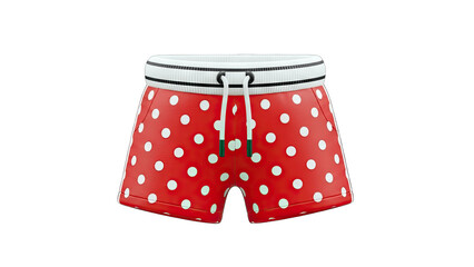 Red Polka Dot Swim Shorts Isolated on White