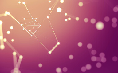 Abstract background. Molecules technology with polygonal shapes, connecting dots and lines. Connection structure. Big data visualization.