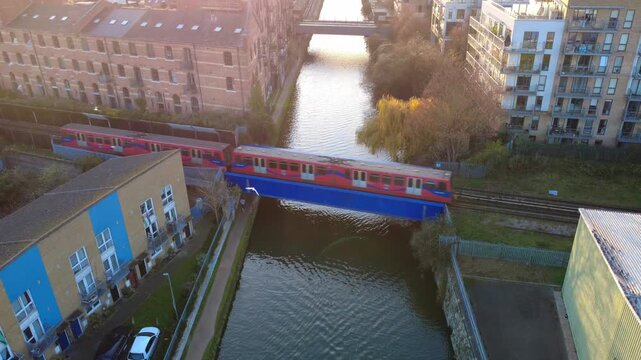 DLR Crossing Limehouse Canal East London &ndash; 4K Video