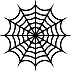 Obraz premium Black spider web with center point on white background spiderweb halloween theme