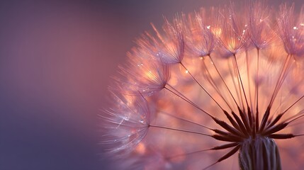 Naklejka premium Close-up Macro Shot of a Dandelion Seed Head with Soft Bokeh Background.
