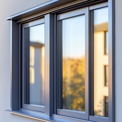 Fototapeta premium A window with two panes of glass and a metal frame