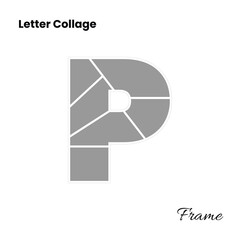 Abstract Photo Collage Layout Based on Letter P Typography Form