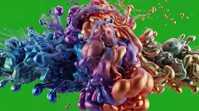 Dance of glowing neon lights in water with colorful fluid simulation swirling on effect abstract fluid simulations style featuring