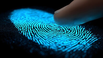 Fingerprint Scan Technology Blue Glow Security Identification.