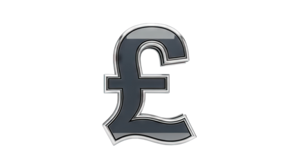 Shiny Pound Sign Isolated on White Background
