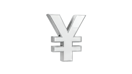 Shiny Yen Symbol Isolated on White Background