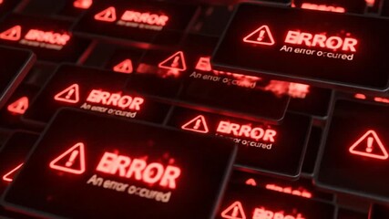 Error Alert: Digital Display of Technical Errors, Warnings and Faults, Suggesting System Failures and Data Corruption.