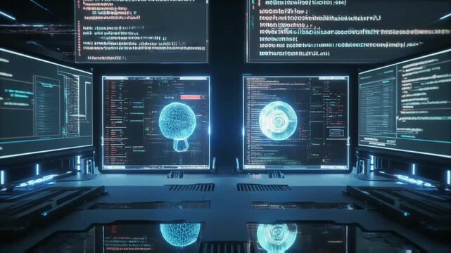 Two synchronized displays reveal accelerated coding, emphasizing AI-driven optimization and artificial intelligence support across cohesive.