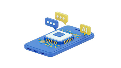 Smartphone with AI Chip and Chat Bubbles Concept