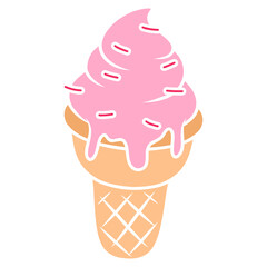 Strawberry Ice Cream Cone Illustration