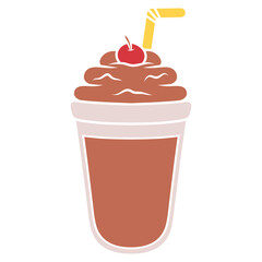 Illustration of a Chocolate Milkshake with Cherry