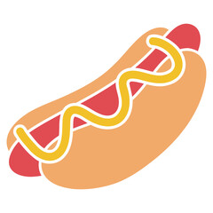 Illustration of a Hotdog with Mustard and Ketchup