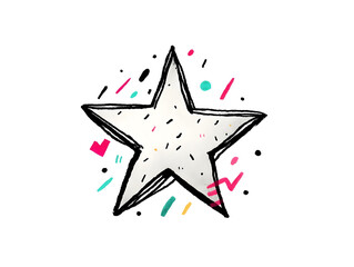 handdrawn star pastel and neon color accents quirky and fun modern illustration style