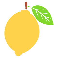 Illustration of a Lemon with Leaf