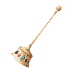 simple watercolor illustration of a antique brass candle snuffer with a long handle elegant oldmoney Christmas aesthetic minimal style beautiful colors rich vintage palette emerald cran